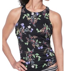 Athleta Swim Top Tankini 36 B / C Black Floral Maldives Bathingsuit Swimsuit